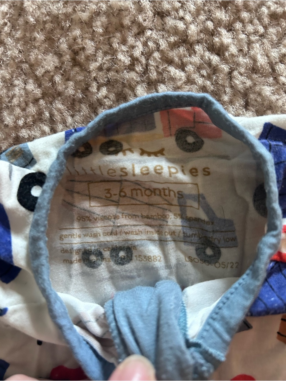 Little Sleepies construction footed pajama 3-6months - Picture 3 of 3